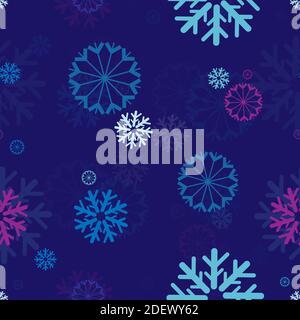Nahtlose Wiederholung Hintergrund von verschiedenen Arten von Schneeflocken Stock Vektor