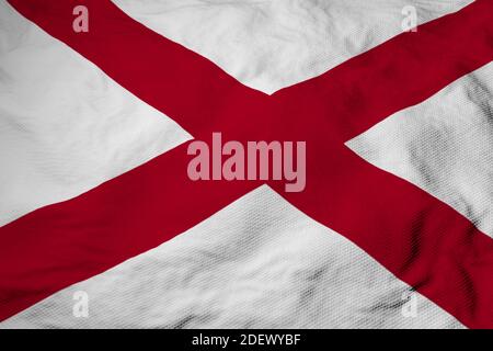 Vollbildaufnahme einer winkenden Flagge von Alabama (USA) in 3D-Rendering. Stockfoto