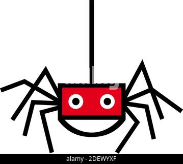 Vektor abstraktes isoliertes Zeichen, hängende Spinne Stock Vektor