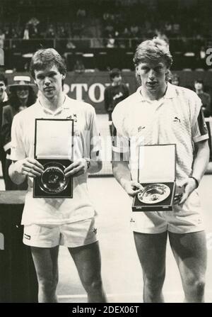 Deutscher Tennisspieler Eric Jelen (links), 80er Jahre Stockfoto