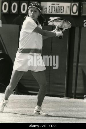 Italienische Tennisspielerin Simona D'Andrea, Wimbledon Juniores 1986 Stockfoto