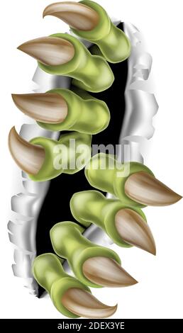 Monster Talon Krallen reißen EINEN Rip durch die Wand Stock Vektor
