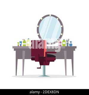 Schauspieler Umkleideraum, Barbershop flache Illustration isoliert auf weißem Hintergrund Stock Vektor