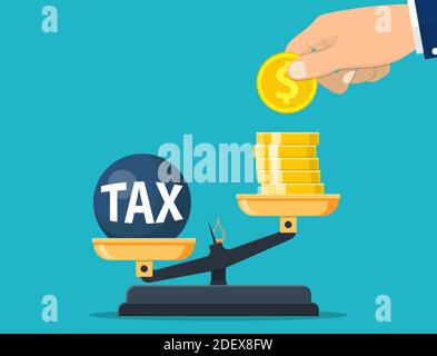 Waagen Balancing mit Steuer Gewicht Ball und Bargeld Stock Vektor