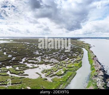 Panoramablick auf Maische Land auf dem Fluss Schwarzwasser in essex england Stockfoto