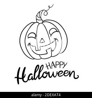 Halloween Kürbis. Vektor-Konzept in Doodle und Skizze Stil. Handgezeichnete Illustration für den Druck auf T-Shirts, Postkarten. Icon und Logo Idee. Stock Vektor