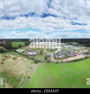 Luftpanorama von Desborough Island Water Works Kläranlage In shepperton uk Stockfoto