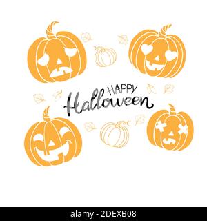 Halloween Kürbis. Vektor-Konzept in Doodle und Skizze Stil. Handgezeichnete Illustration für den Druck auf T-Shirts, Postkarten. Icon und Logo Idee. Stock Vektor