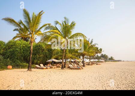 Indien, Goa, Arossim Beach, Strand im Park Hyatt Goa Resort und Spa Stockfoto