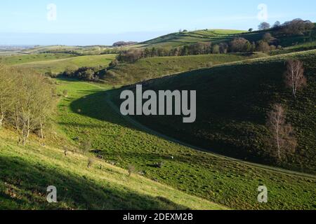 Blick über eine coombe in Pegsdon Hills Stockfoto