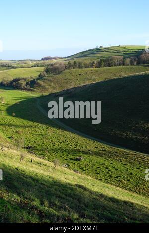 Blick über eine coombe in Pegsdon Hills Stockfoto