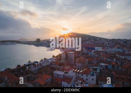 Blick über Split, Kroatien vom Turm der Kathedrale Saint Domnius Stockfoto