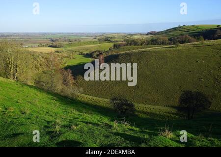 Blick über eine coombe in Pegsdon Hills Stockfoto