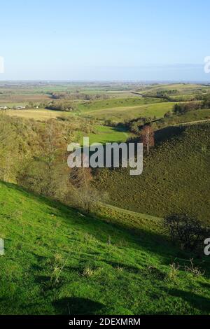 Blick über eine coombe in Pegsdon Hills Stockfoto