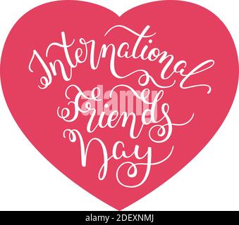 Internationaler Friends Day Handschriftzug mit Herz. Vorlage für Karte, Poster, Druck. Stock Vektor