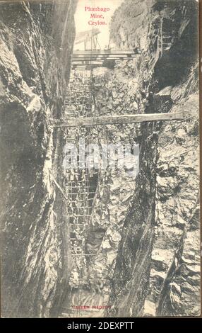 Ansichtskarte von Plumbago Mine, Ceylon (Sri Lanka) um 1905 Stockfoto