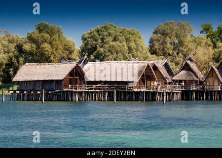 Stelzenhäuser, Pfahlbaumuseum Unteruhldingen, Museum, Bodensee, Baden-Württemberg, Deutschland, Europa Stockfoto