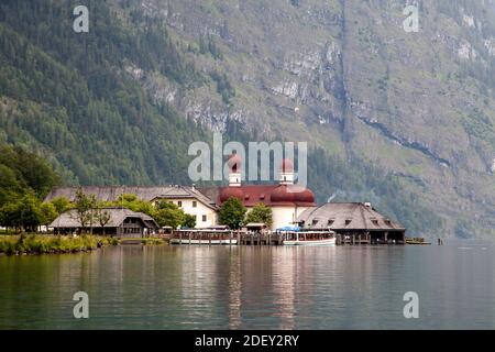 St. Bartholomäus, Königssee, Nationalpark Berchtesgaden, Berchtesgadener Land, Oberbayern, Bayern, Deutschland, Europa Stockfoto