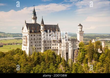 Schloss Neuschwanstein, Schwangau, Bayerische Alpen, Allgäu, Schwaben, Bayern, Deutschland, Europa Stockfoto