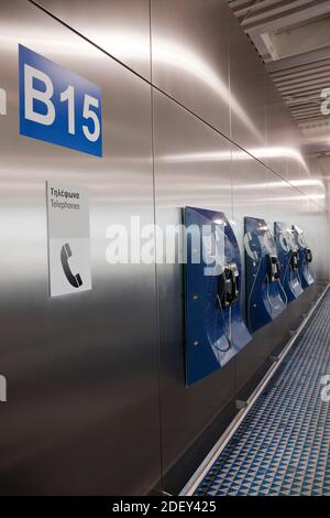 Telefone, internationalen Flughafen von Athen, Athen, Attika, Griechenland Stockfoto