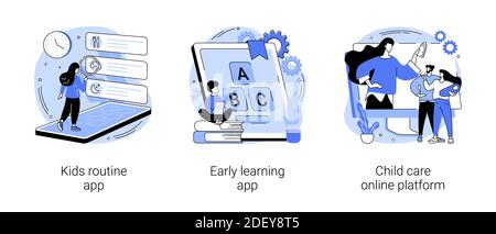 Kinderbetreuung Technologie Lösungen abstrakte Konzept Vektor Illustrationen. Stock Vektor