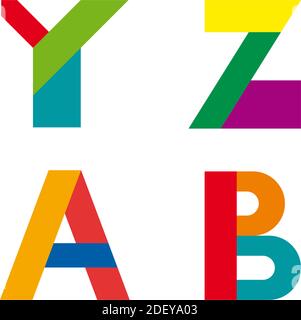 Vektor abstrakter geometrischer Buchstabe Y, Z, A, B Stock Vektor