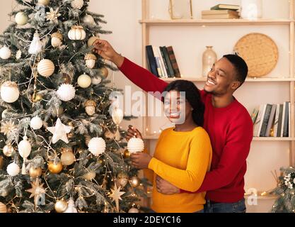 Weihnachtsdekor, Glück zusammen und Frohe Weihnachten Stockfoto