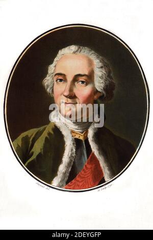 Porträt von Louis-Joseph de Montcalm, Louis Joseph de Montcalm-Gozon, Marquis de Saint-Veran (1712-1759) Französischer General und Soldat (eng 1790) (Sergent) Illustration oder Gravur Stockfoto