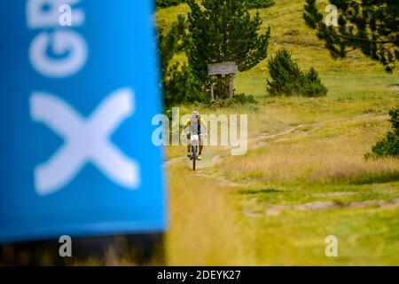 Parc Natural del Alt Urgell, Lleida, Spanien : 2019 juli 26 : Radfahrer in ANDORRA RADRENNEN 2019 in Andorra. Amateur-Rennen in Andorra. Stockfoto