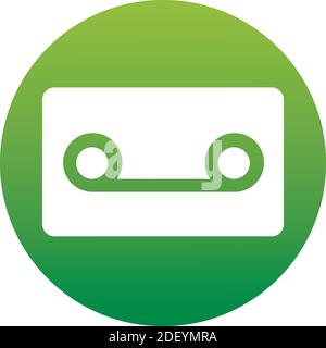 Audiokassettenband aus Kunststoff - Web-Symbol. Grüne Farbe Musikband. Alte Technologie-Konzept, Retro-Stil, flaches Thema Design, Vektor-Kunst Bild illus Stock Vektor