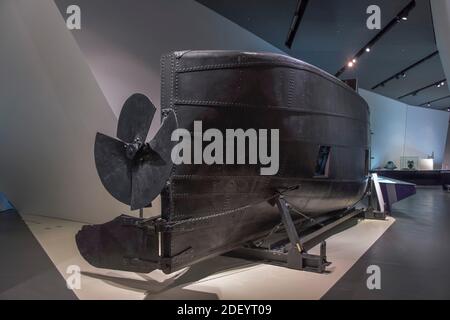 U-Boot Brandtaucher, Militärhistorisches Museum der Bundeswehr, Olbrichtplatz, Dresden, Sachsen, Deutschland Stockfoto