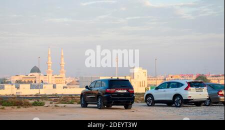 Al Warqa Nachbarschaft in Dubai am frühen Morgen. VAE Stockfoto