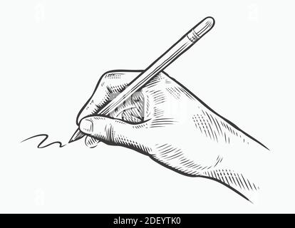 Handskizze mit Stift in die Hand. Zeichnung, schreiben vintage Vektor Illustration Stock Vektor