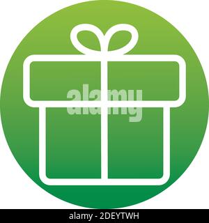 Geschenkbox - Vektor-Symbol / Taste, grafisches Design-Element eines Sets in trendigen flachen Stil isoliert auf weißem Hintergrund. Retro-Symbol auf grünem Farbverlauf, aber Stock Vektor