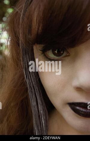 Gothic Girl in the Woods Stockfoto