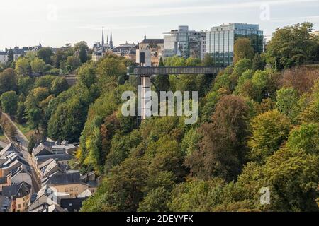 Aufzug in Luxemburg Pfaffenthal Oberstadt Stockfoto