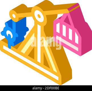 Tollenon alte Waffe isometrische Symbol Vektor-Illustration Stock Vektor