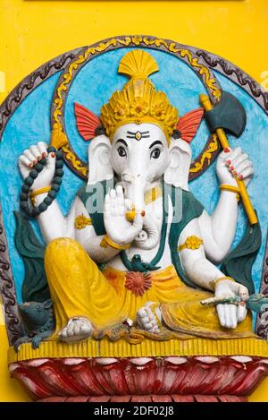 Reliefbild von Ganesha im Pashupatinath Tempel, UNESCO Weltkulturerbe, Kathmandu, Nepal Stockfoto