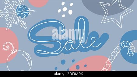 Weihnachtsbanner in einem handgezeichneten linearen Stil. Stock Vektor