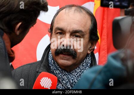 Der Gewerkschaftsführer der CGT, Philippe Martinez, nimmt am 9. Januar 2020 in Paris an einer Demonstration gegen die Rentenreform Teil. Foto von Georges Darmon/Avenir Pictures/ABACAPRESS.COM Stockfoto