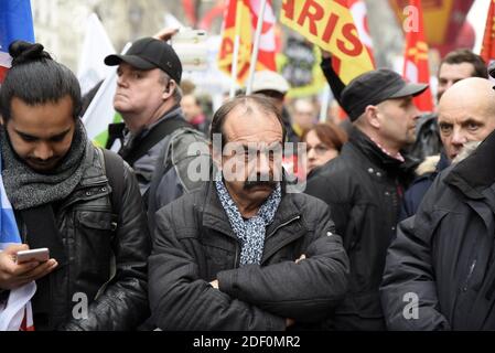 Der Gewerkschaftsführer der CGT, Philippe Martinez, nimmt am 9. Januar 2020 in Paris an einer Demonstration gegen die Rentenreform Teil. Foto von Patrice Pierrot/Avenir Pictures/ABACAPRESS.COM Stockfoto