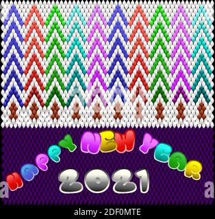 Helles, farbenfrohes Plakat mit Neujahrsschmuck und Happy New Year Greetings. Stock Vektor