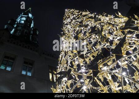 Brüssel, Belgien. Dezember 2020. Brüssel , 02/12/2020 Beleuchtung des Weihnachtsbaums auf dem Grand Place - Grote Markt in Brüssel. Pix : Credit : Frederic Sierakowski / Isopix Credit: Alfa Images/Alamy Live News Stockfoto