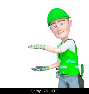 builder Cartoon ist Messung, 3d-Illustration Stockfoto