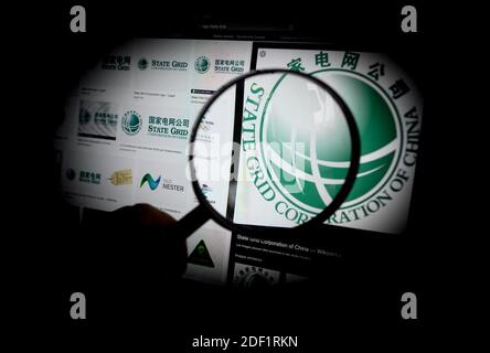 Illustration State Grid (Logo) ist auf dem Bildschirm in Paris am 25. Januar 2020 zu sehen. Foto von Eliot Blondt/ABACAPRESS.COM Stockfoto