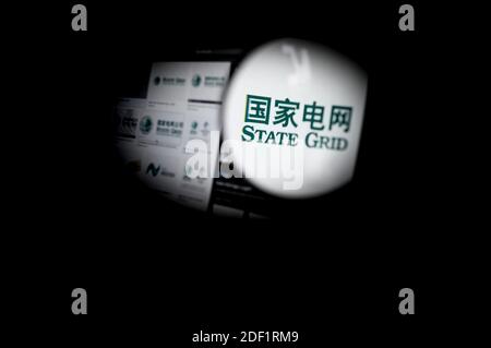 Illustration State Grid (Logo) ist auf dem Bildschirm in Paris am 25. Januar 2020 zu sehen. Foto von Eliot Blondt/ABACAPRESS.COM Stockfoto