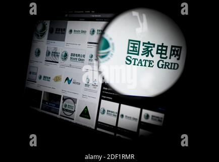 Illustration State Grid (Logo) ist auf dem Bildschirm in Paris am 25. Januar 2020 zu sehen. Foto von Eliot Blondt/ABACAPRESS.COM Stockfoto