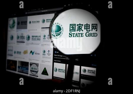 Illustration State Grid (Logo) ist auf dem Bildschirm in Paris am 25. Januar 2020 zu sehen. Foto von Eliot Blondt/ABACAPRESS.COM Stockfoto