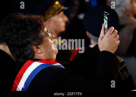 Der französische Abgeordnete Meyer Habib während der Einweihung der renovierten "Namensmauer" der Shoah-Gedenkstätte in Paris, Frankreich, am 27. Januar 2020, anlässlich des 75. Jahrestages der Befreiung des Lagers Auschwitz-Birkenau. Foto von Hamilton/Pool/ABACAPRESS.COM Stockfoto