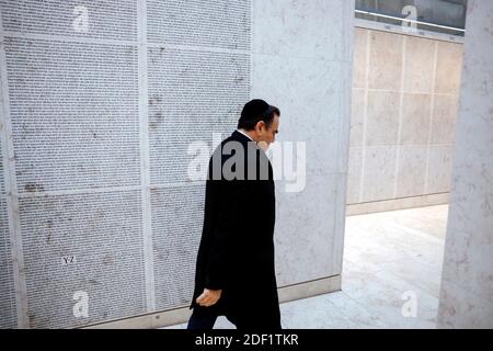 Einweihung der renovierten "Namensmauer" der Shoah-Gedenkstätte in Paris, Frankreich, am 27. Januar 2020, anlässlich des 75. Jahrestages der Befreiung des Lagers Auschwitz-Birkenau. Foto von Hamilton/Pool/ABACAPRESS.COM Stockfoto